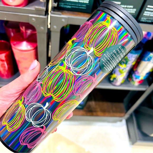 Starbucks Glow in the Dark Pumpkin Tumbler Iridescent Hot Cold Cup Halloween NWT - Picture 9 of 15